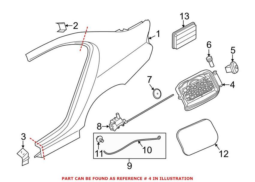 BMW Fuel Filler Housing - Rear 51177204365